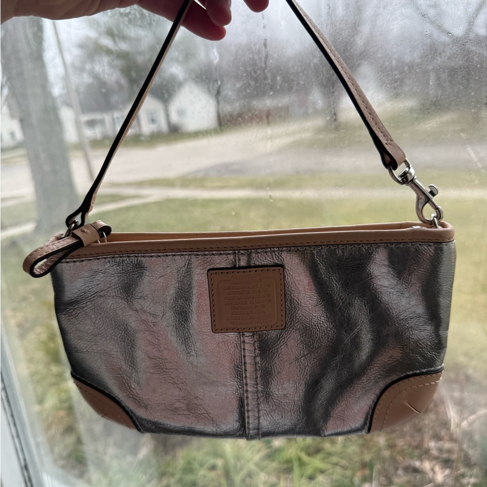 Coach Silver Wristlet/Shoulder Bag